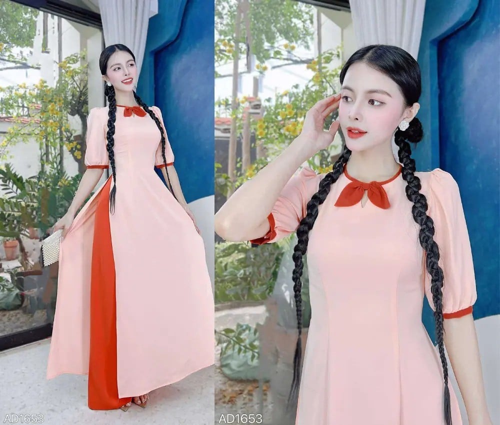 Những Mẫu Áo Dài Cổ Tròn Tay Phồng Đẹp Tại CHUU