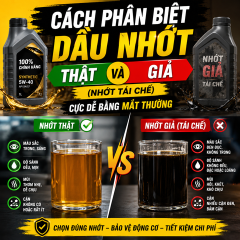 Cách Phân Biệt Dầu Nhớt Thật Và Nhớt Giả (Nhớt Tái Chế) Cực Dễ Bằng Mắt Thường