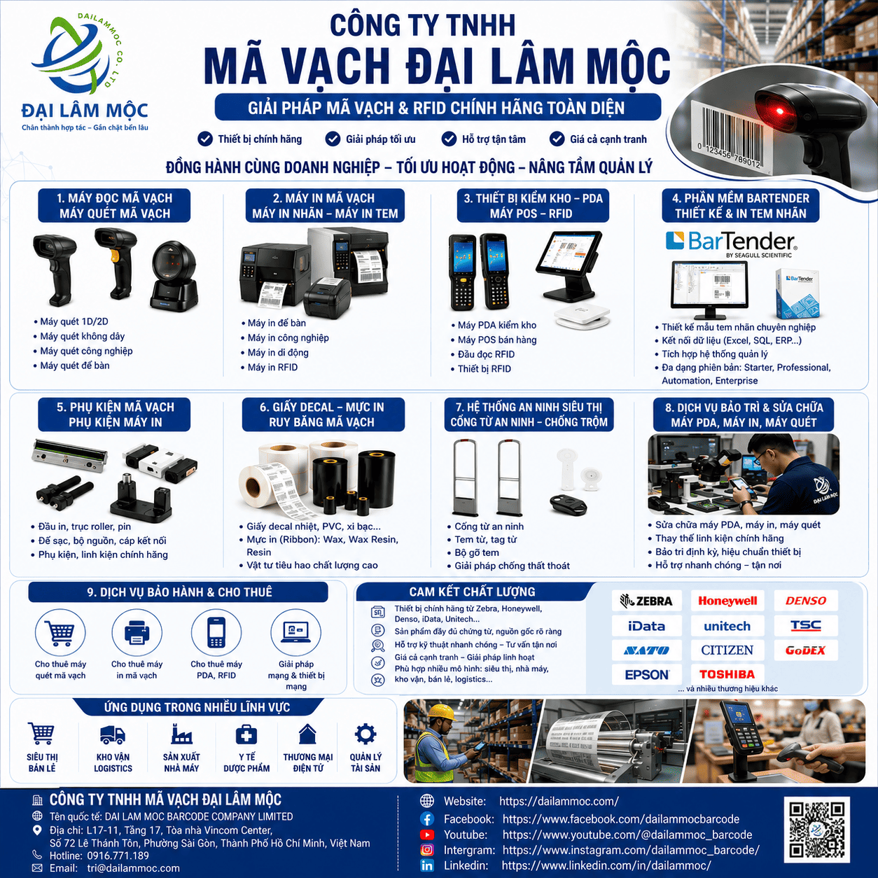 CÔNG TY TNHH MÃ VẠCH ĐẠI LÂM MỘC | Thiết Bị Mã Vạch Chính Hãng - & RFID - Giải Pháp Tự Động Hóa