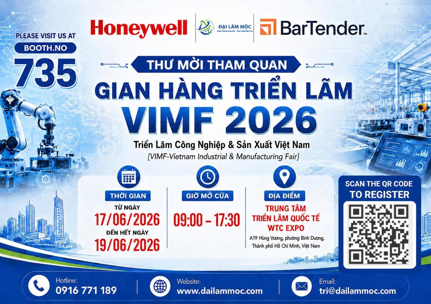 Thư Mời Tham Quan Gian Hàng 735 Tại Triển Lãm VIMF 2026