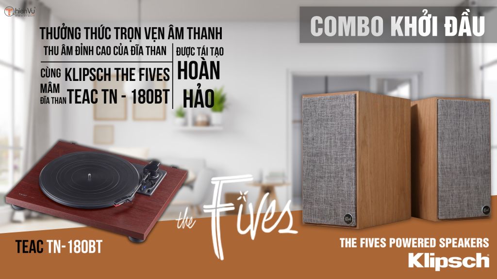 dàn nghe nhạc mâm than Klipsch The Fives đầu đĩa than TEAC TN-180BT