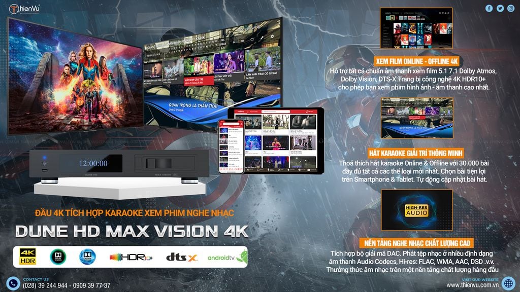 Đầu karaoke xem phim Dune HD Max Vision 4K (All in one) - HDD 6TB