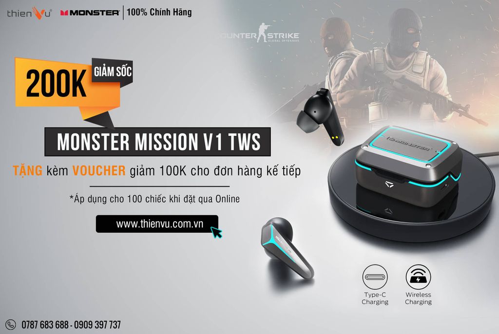khuyen mai monster mission v1 tws cuc soc