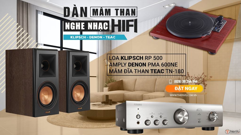 dàn nghe nhạc mâm than Klipsch Rp 500- teac tn 180bt- denon PMA 600NE