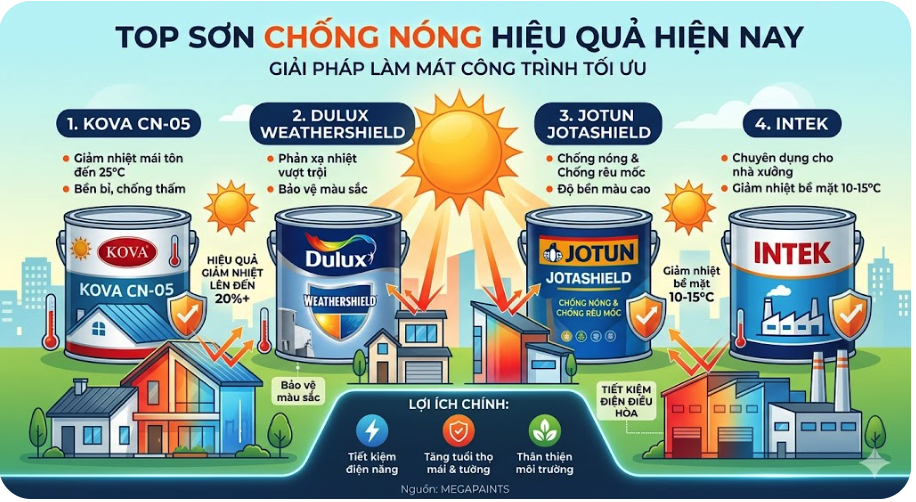 TOP CÁC LOẠI SƠN CHỐNG NÓNG HIỆU QUẢ NHẤT HIỆN NAY.