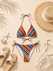 3 kiểu kẻ sọc 'hack dáng' trên bikini mùa hè, chuẩn gu sao Hàn đi biển