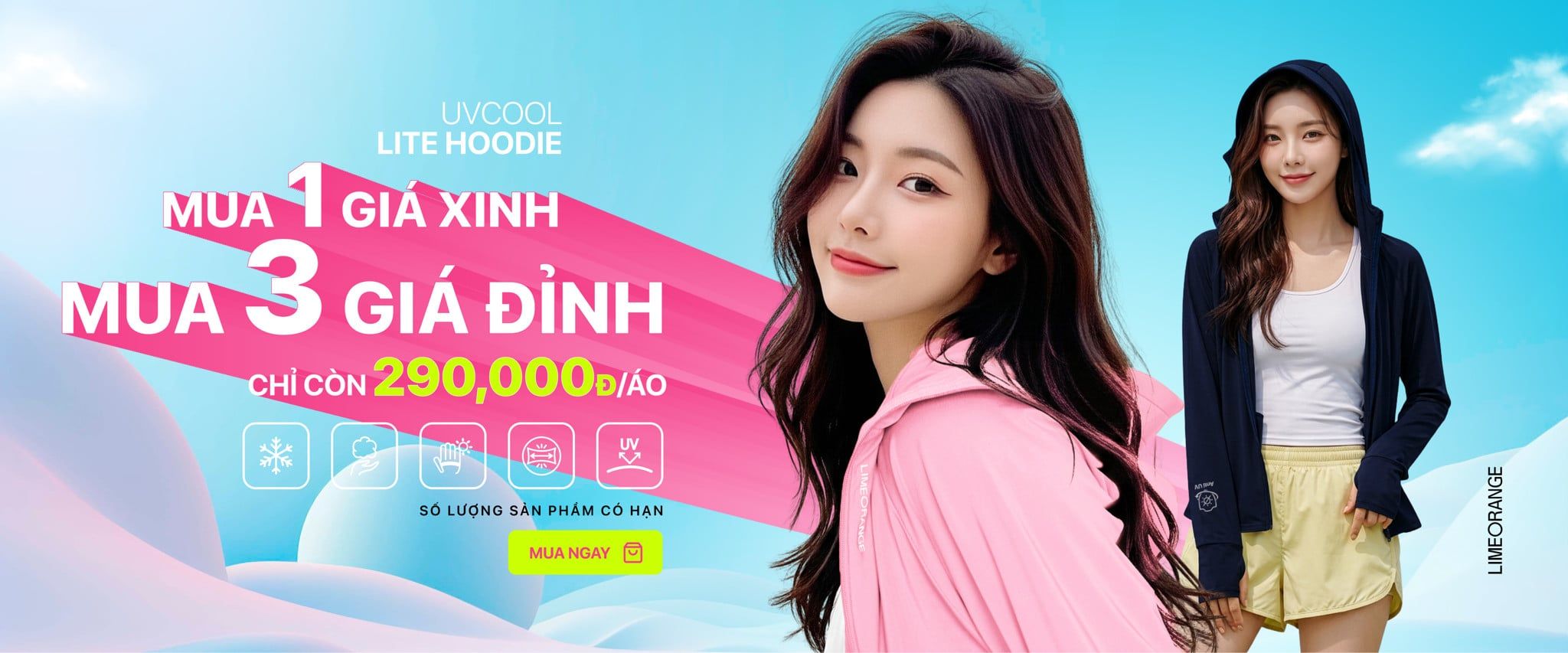 Thun Lạnh Cánh Dơi Chống Nắng UVCool Lite Hoodie