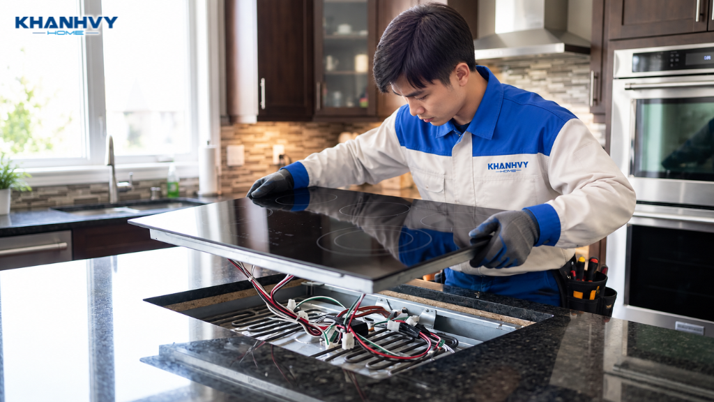 Tìm hiểu các bước thay kính bếp từ tại nhà, từ kiểm tra tình trạng, chọn kính phù hợp đến lắp đặt và kiểm tra sau sửa