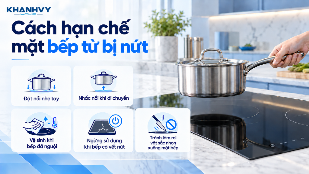 Áp dụng cách sử dụng, vệ sinh và bảo quản đúng cách để hạn chế nứt mặt kính bếp từ, kéo dài thời gian sử dụng