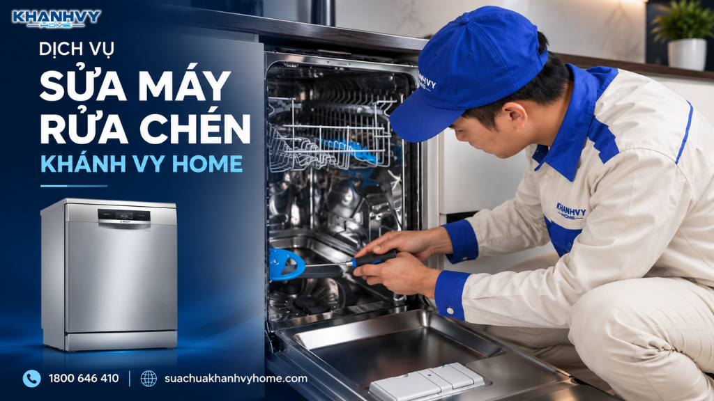 Khánh Vy Home kiểm tra và xác định nguyên nhân máy rửa chén bị lỗi, từ đó tư vấn phương án sửa chữa phù hợp với tình trạng máy