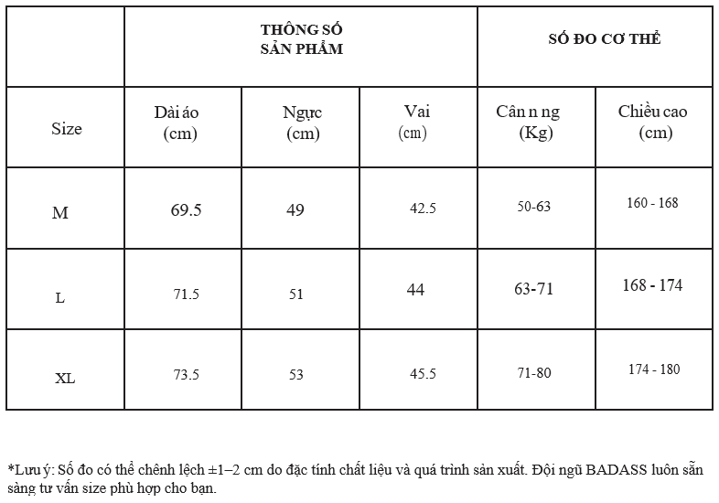 Hướng dẫn chọn size