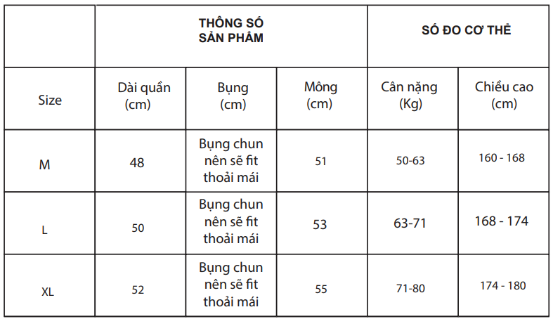Hướng dẫn chọn size