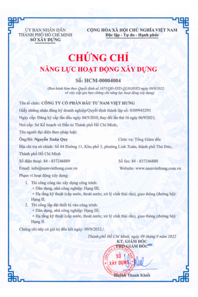 Chứng chỉ năng lực hoạt động xây dựng