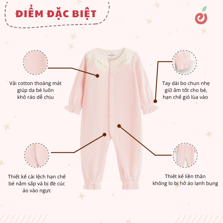 bodysuit bộ liền thân dài tay bé gái