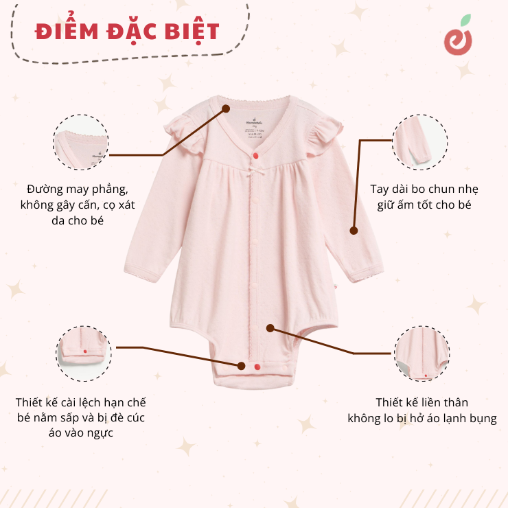 bodysuit tay dài bé gái đáng yêu