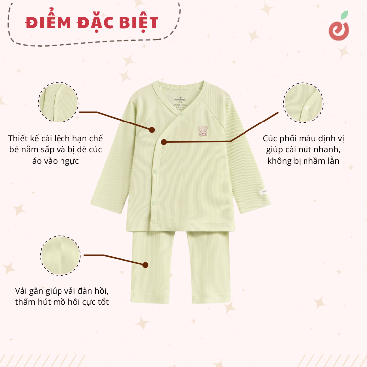 bộ rời em bé cúc phối màu Mamacheri