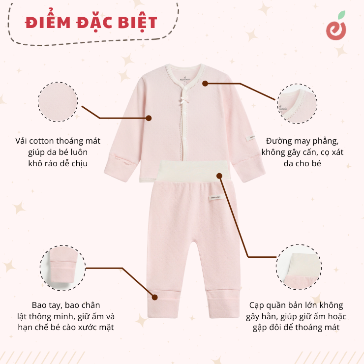 Bộ dài tay bé gái có tất cotton thoáng mát Mamacheri