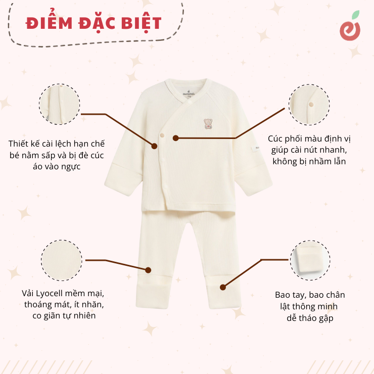 Bộ dài tay unisex vải gân tăm bao tay, bao chân lật