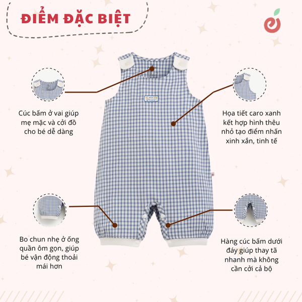 Bộ liền cộc không tay dáng rộng bé trai xinh xắn, dễ thương