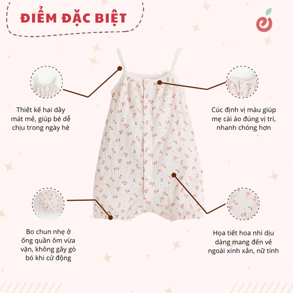 Bộ liền (Bodysuit) cộc tay dáng rộng bé gái