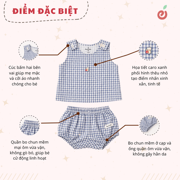 Bộ ba lỗ cho bé trai từ 3 đến 24 tháng tuổi kiểu dáng đơn giản, dễ phối