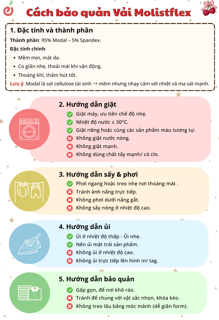 hướng dẫn bảo quản chất vải Molistflex