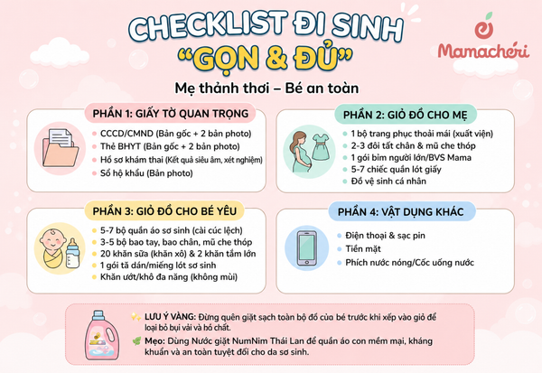 Lên danh sách đồ dùng giúp mẹ chuẩn bị giỏ đồ đi sinh đầy đủ và khoa học hơn
