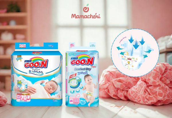 Goo.N hỗ trợ bé yêu ngủ sâu giấc nhờ khả năng thấm hút vượt trội và khô thoáng.