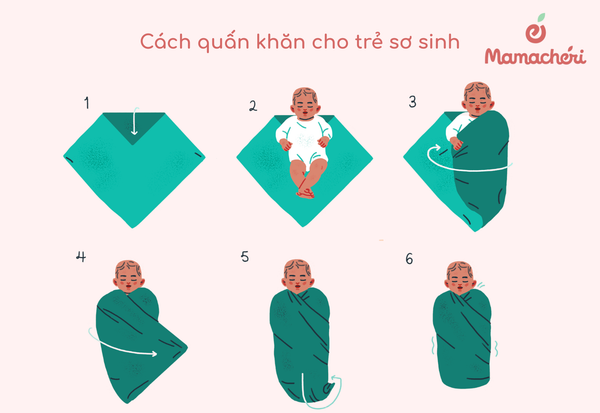 Quấn khăn đúng cách giúp bé yêu cảm thấy an tâm như đang trong bụng mẹ.