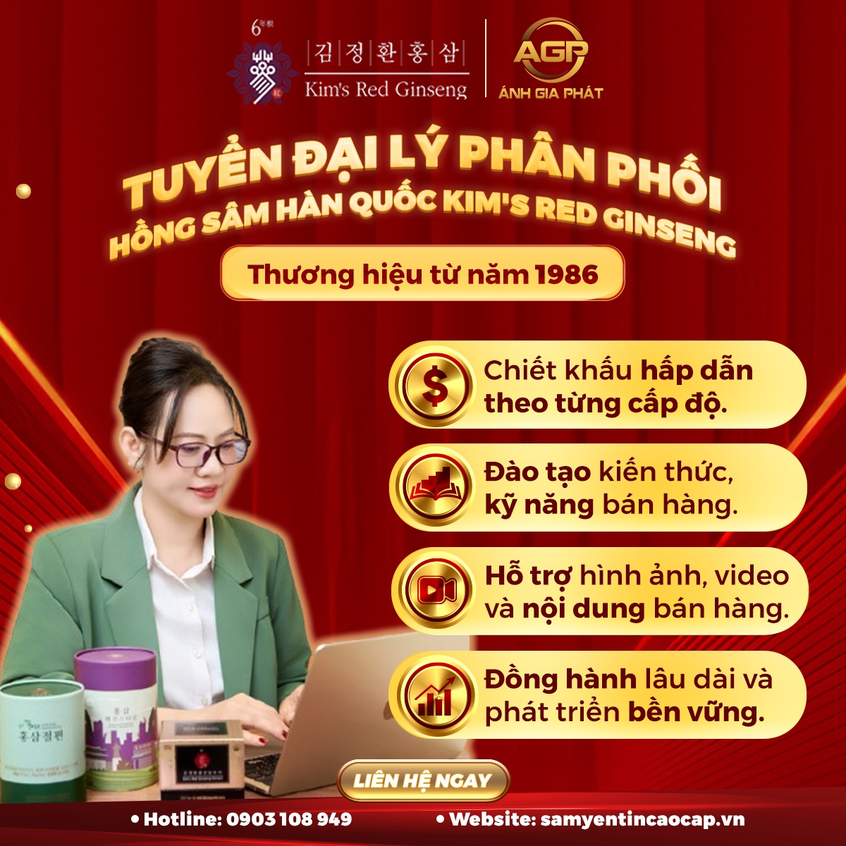 TUYỂN ĐẠI LÝ HỒNG SÂM HÀN QUỐC KIM'S RED GINSENG -CƠ HỘI KINH DOANH SẢN PHẨM SỨC KHỎE CHẤT LƯỢNG CAO