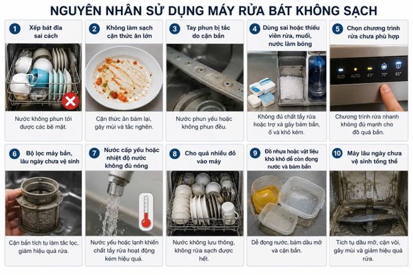 10 Sai Lầm Khiến Máy Rửa Bát Rửa Không Sạch Mà Nhiều Gia Đình Việt Đang Mắc Phải