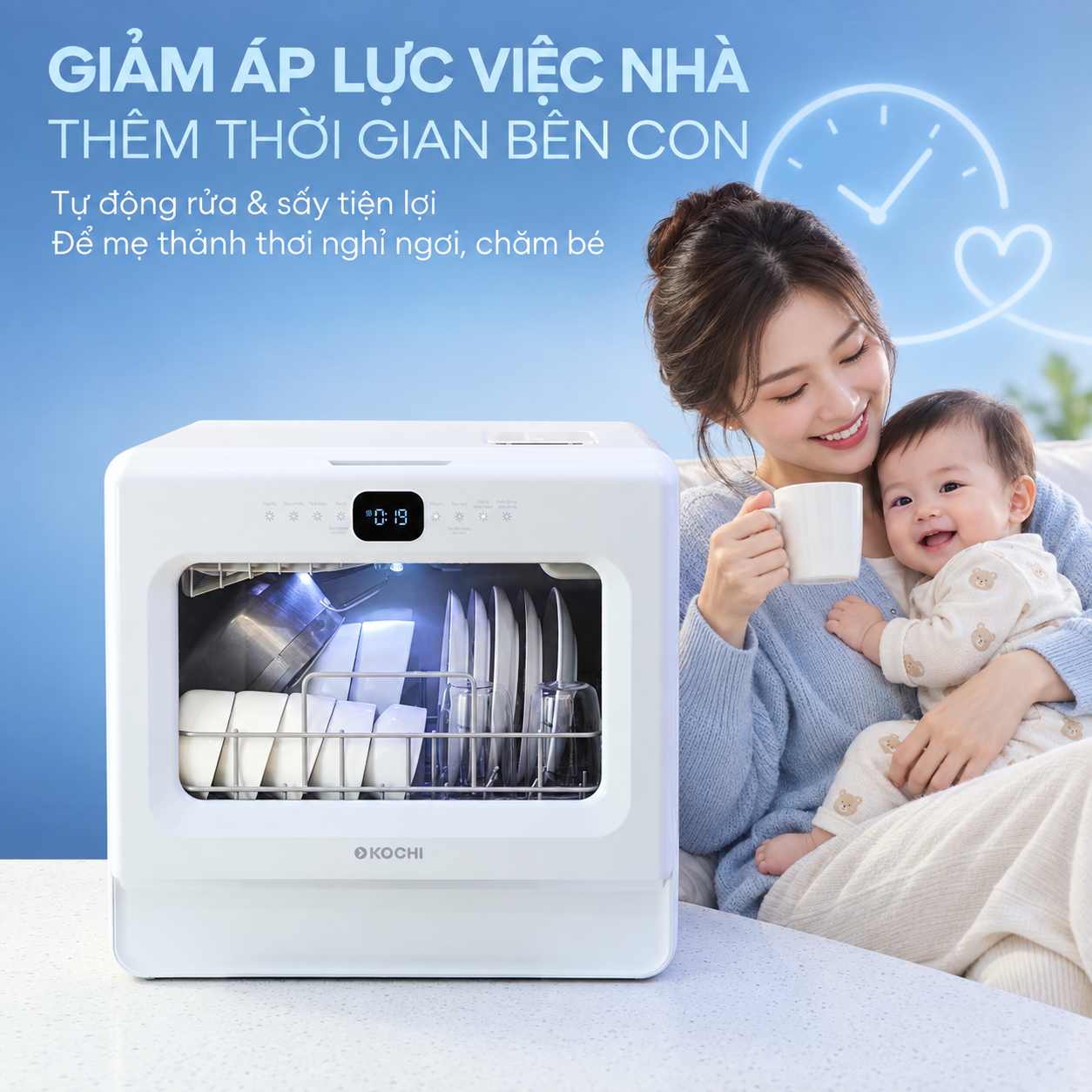 Khi máy rửa bình giúp mẹ bớt một việc: Thêm thời gian nghỉ ngơi và chăm bé