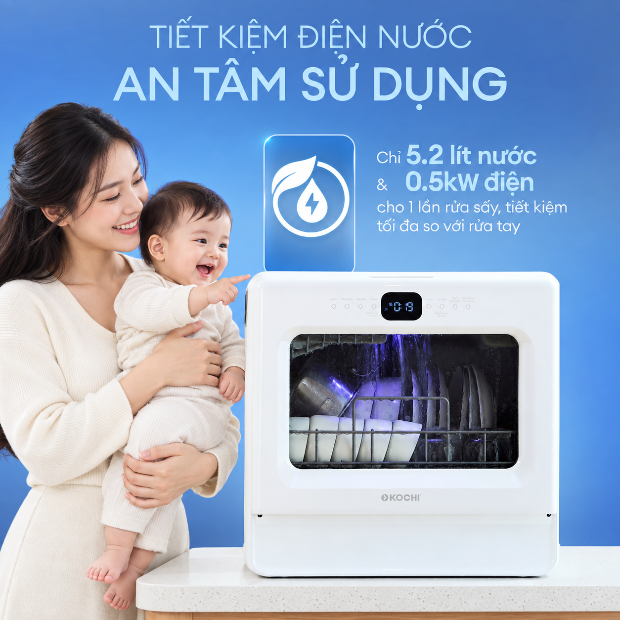 KOCHI C510 tốn bao nhiêu điện nước? Tính chi phí và thời gian cho gia đình có em bé