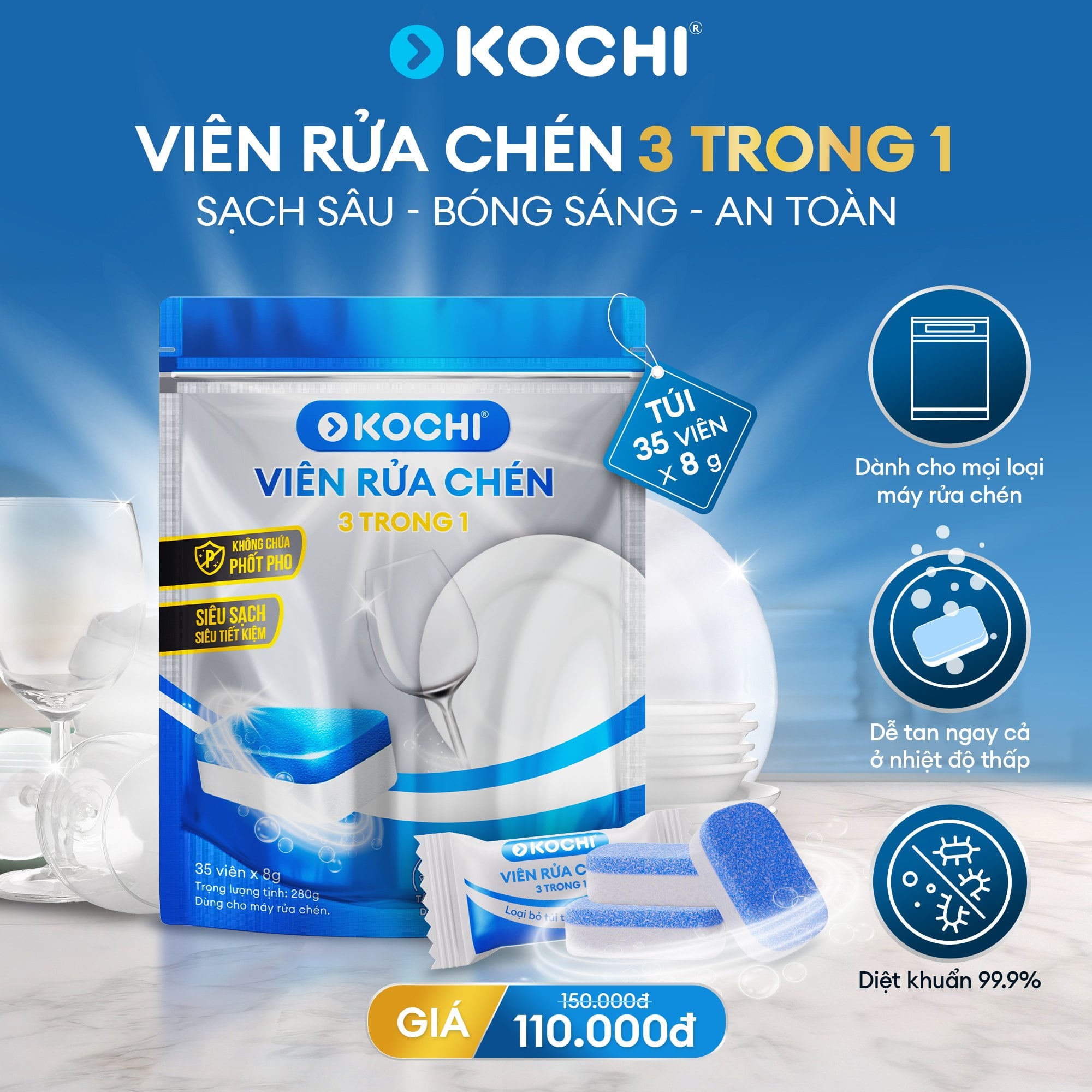 KOCHI RA MẮT VIÊN RỬA CHÉN 3 TRONG 1 – GIẢI PHÁP LÀM SẠCH TOÀN DIỆN CHO MÁY RỬA CHÉN TẠI VIỆT NAM