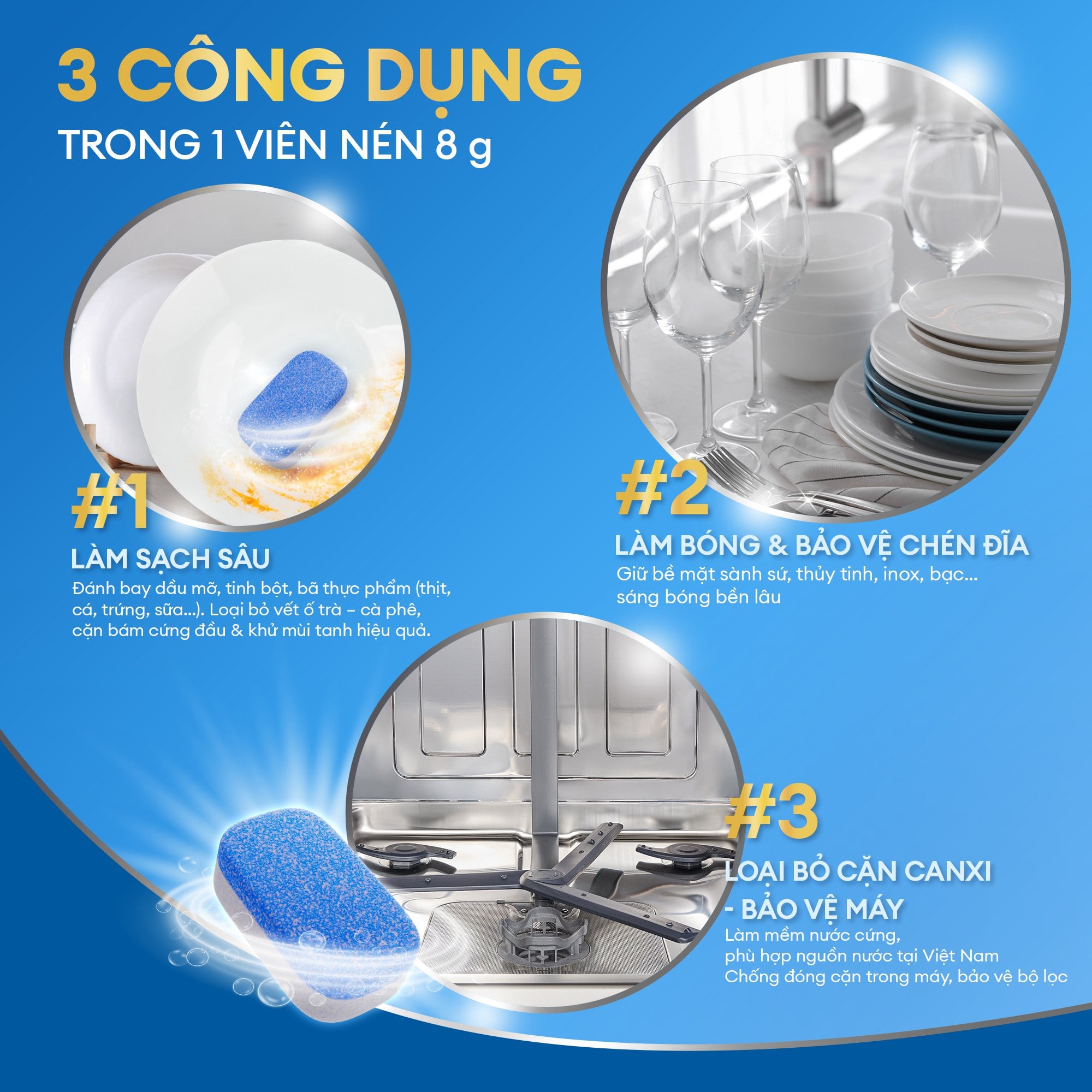 Viên rửa KOCHI 3 trong 1 có gì? Vì sao chỉ cần 1 viên cho mỗi lần rửa?