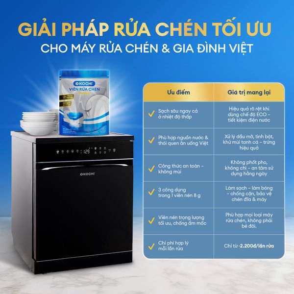 So sánh viên rửa bát KOCHI 3 trong 1 với các loại viên rửa bát khác trên thị trường