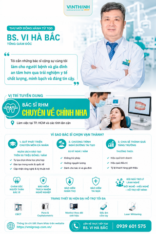 TUYỂN DỤNG BÁC SĨ RĂNG HÀM MẶT (CHUYÊN CHỈNH NHA)