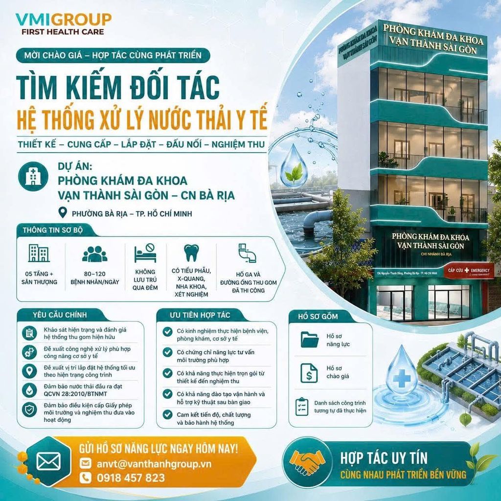 TÌM KIẾM ĐỐI TÁC HỆ THỐNG XỬ LÝ NƯỚC THẢI Y TẾ