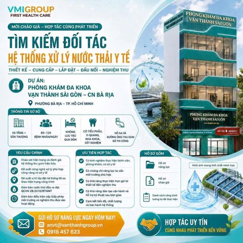 TÌM KIẾM ĐỐI TÁC THIẾT KẾ HỆ THỐNG XỬ LÝ NƯỚC THẢI Y TẾ