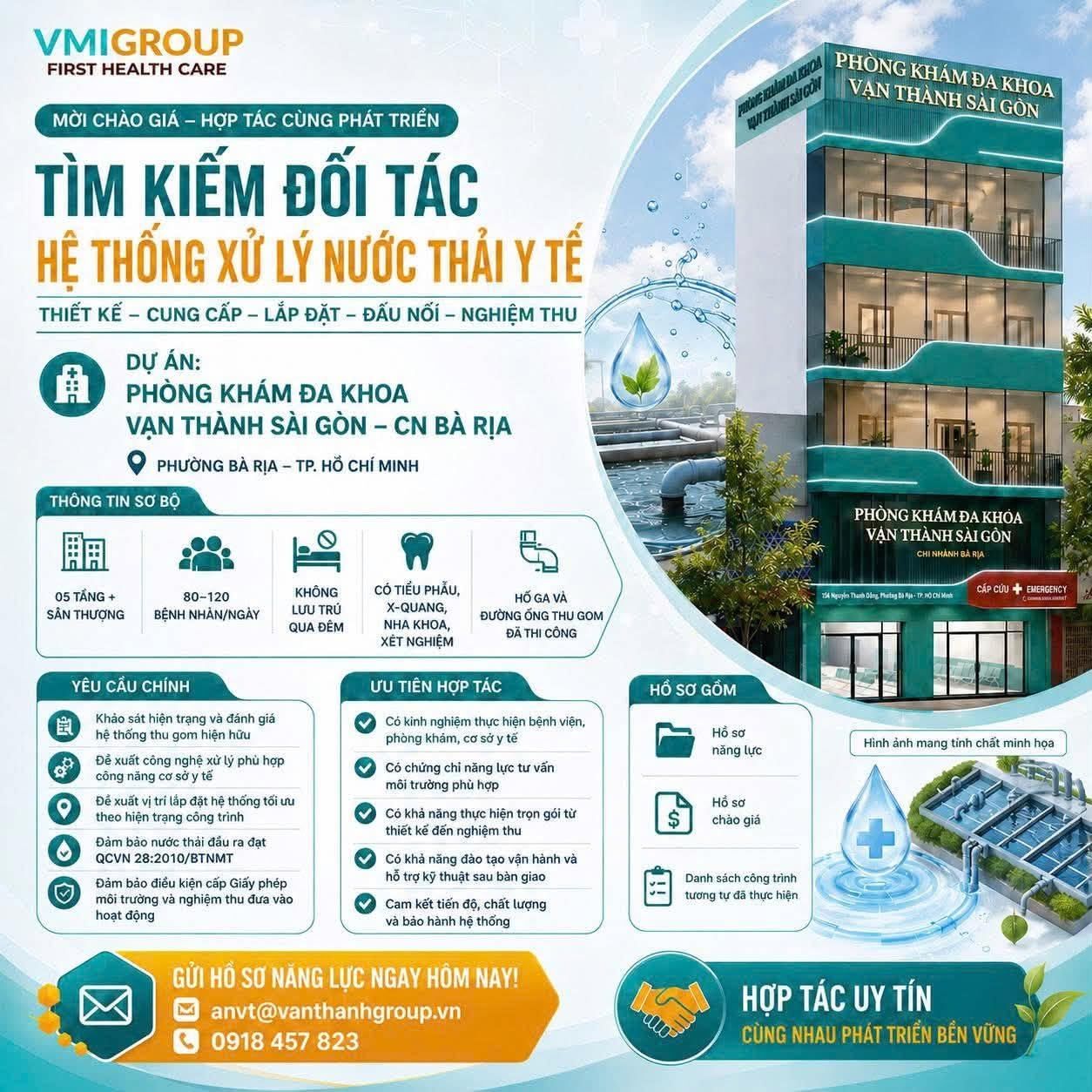 TÌM KIẾM ĐỐI TÁC THIẾT KẾ HỆ THỐNG XỬ LÝ NƯỚC THẢI Y TẾ