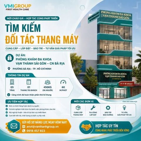 TÌM KIẾM ĐỐI TÁC CUNG CẤP & LẮP ĐẶT THANG MÁY CHO PHÒNG KHÁM ĐA KHOA