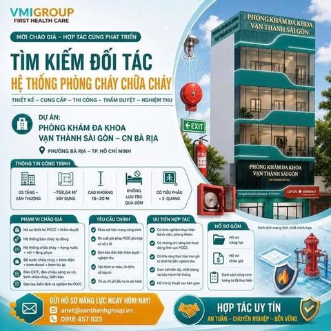 TÌM KIẾM ĐỐI TÁC THIẾT KẾ HỆ THỐNG PCCC CHO PHÒNG KHÁM ĐA KHOA