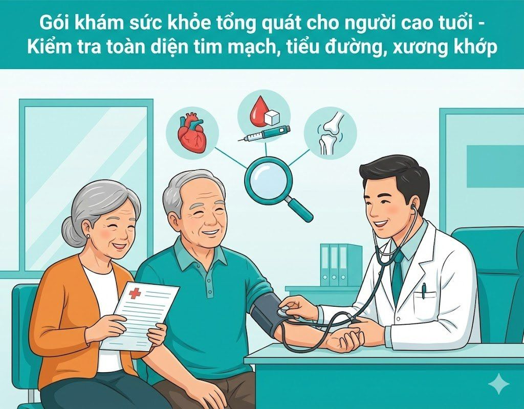 Gói khám sức khỏe tổng quát cho người cao tuổi - Kiểm tra toàn diện tim mạch, tiểu đường, xương khớp