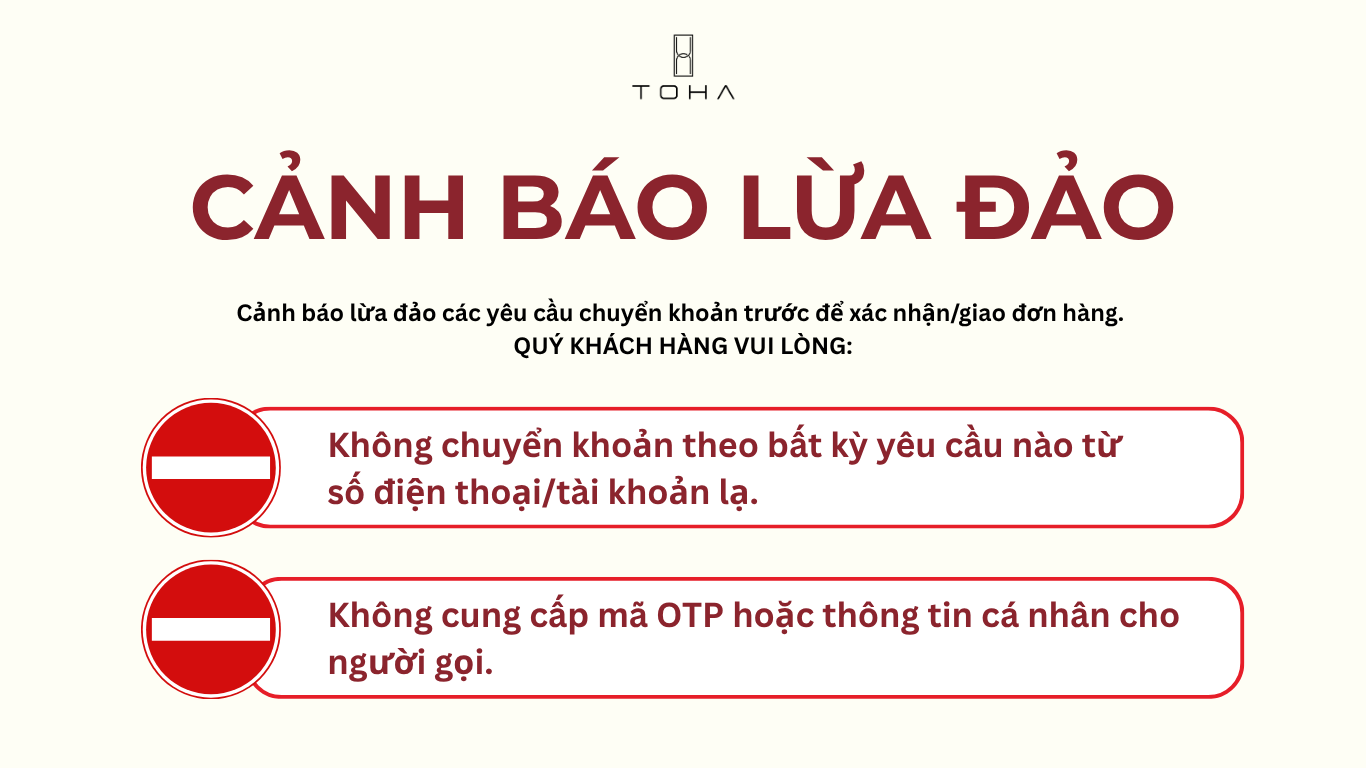 CẢNH BÁO MẠO DANH TOHA HOMEWEAR ĐỂ LỪA ĐẢO CHUYỂN KHOẢN