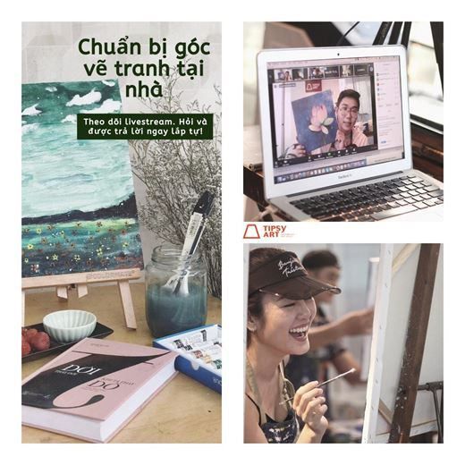 Thành quả workshop hướng dẫn vẽ tranh online team building mùa dịch tại Tipsy Art