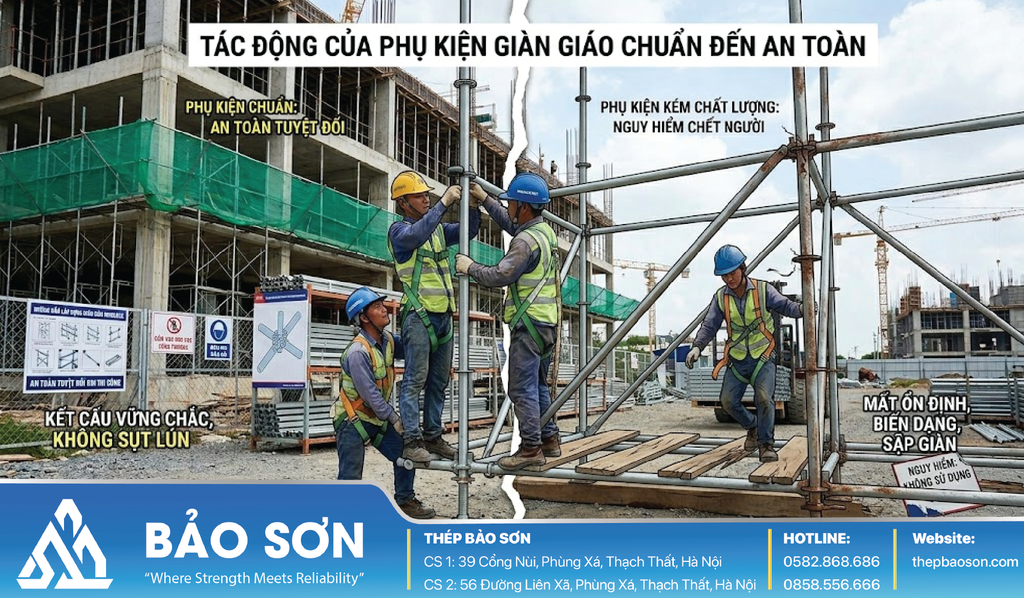Phụ kiện giàn giáo chuẩn có ảnh hưởng thế nào đến an toàn công trình?