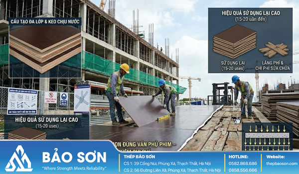 Ván phủ phim trong thi công cốp pha – Chọn đúng để tiết kiệm chi phí