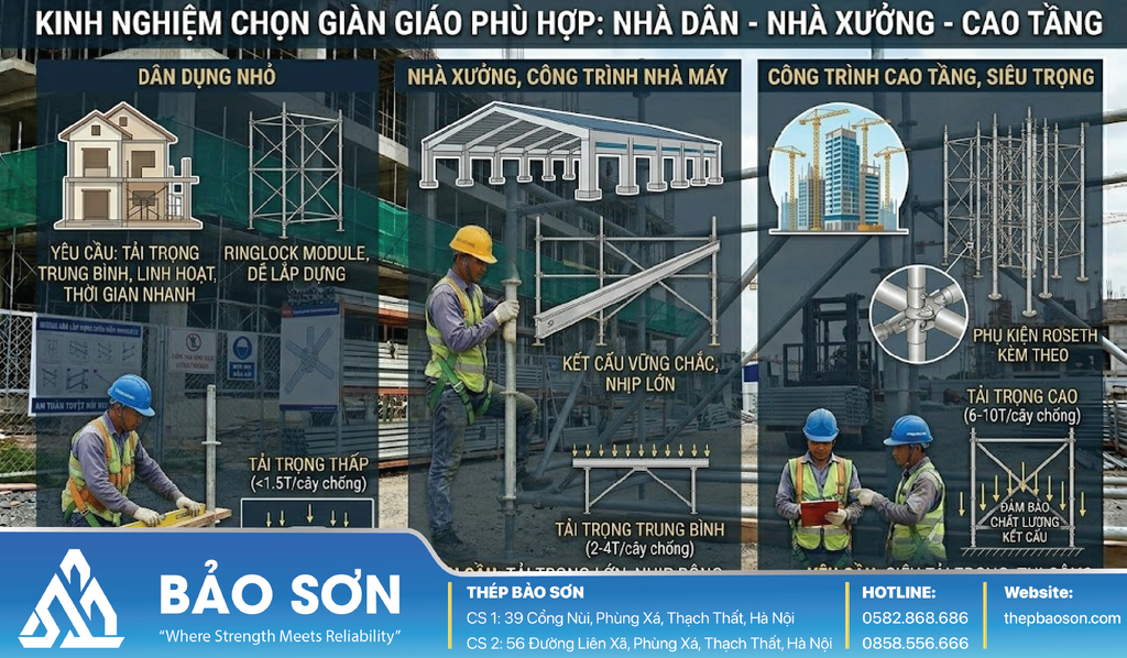 Kinh nghiệm chọn giàn giáo cho nhà dân, nhà xưởng và công trình cao tầng