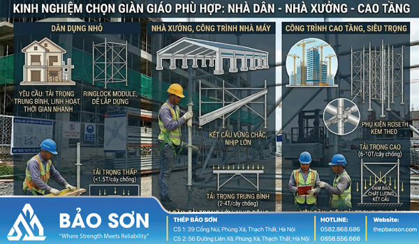 Kinh nghiệm chọn giàn giáo cho nhà dân, nhà xưởng và công trình cao tầng