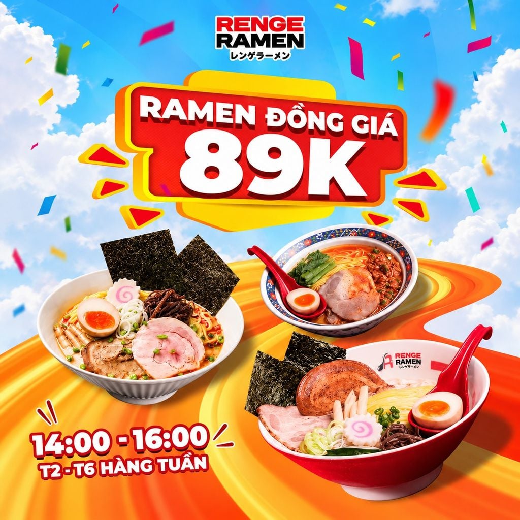 89K Đồng Giá Renge Ramen: Tô Ramen 200K Chỉ Còn 89K